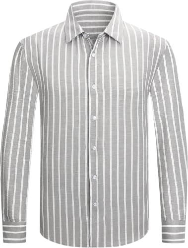 Image of Zombom Men's Regular Fit Vertical Striped Casual Shirt | Full Sleeve Cotton Blend Shirt for Men | Slim Fit Stylish Party