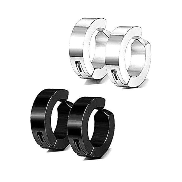 beautivia (2 Pair) Stainless Steel Hoop Earrings for Men and Women – Unisex Small Huggie Hoops – Hypoallergenic, Lightweight & Durable-picture-0
