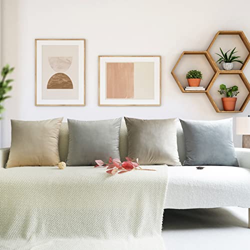 Mekajus Throw Pillow Covers 18X18 Set Of 4 Decorative Pillow Covers Soft Velvet Pillow Covers Couch Pillows For Living Room Sofa Car Home Decor (Neutral) #TOP1