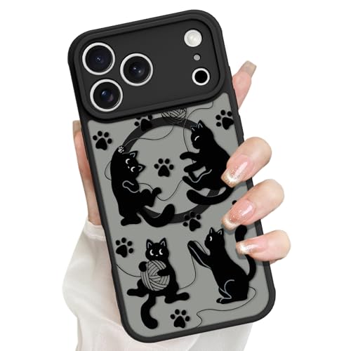 tharlet Magnetic for iPhone 17 Pro Case Cute Black Cat Design