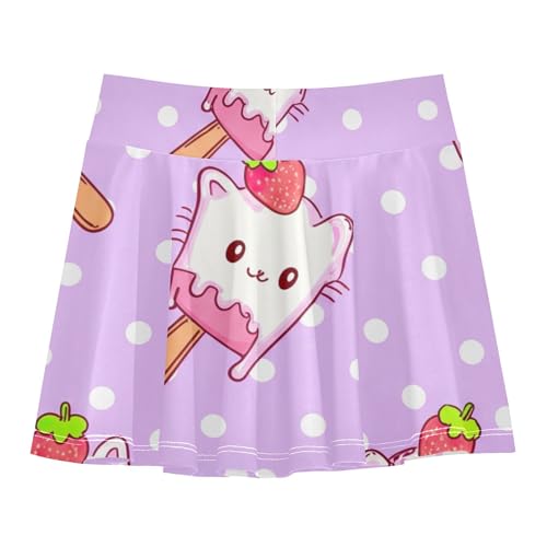 Blue Pink Girls' Shorts Athletic Skorts Kids Tennis Skirts Flowy Skort Cute Kawaii Cat Ice Cream Purple 4t2