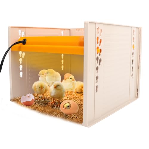 Brooder Plate for Chicks, 10" x 10" Chicken Coop Heater for 15 Chicks Heating Plate with Adjustable Height and Angle, 15W Chick Heater Temp Controllers for Keeping Poultry Warm, Yellow