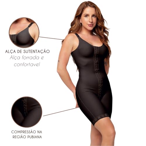 Cinta Inteira de Alça Modeladora Pós Cirúrgica Abdominoplastia Lipoaspiração (Preto, G)