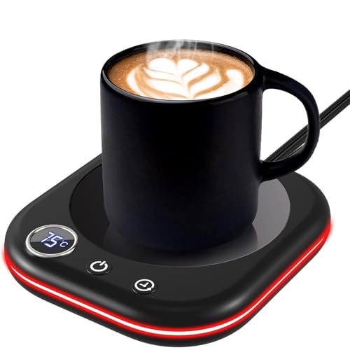 Calentador de Tazas，Calentador de Café de Sobremesa con 3 Modos de Temperatura, Pantalla Digital LCD，1-12H Apagado Automático, Calentador de Velas Inteligente Café Accesorios