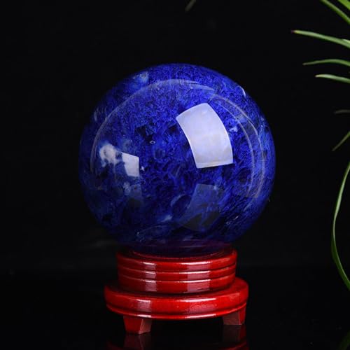 Boule de cristal de 15cm bleu foncé avec stand de présentation inclus