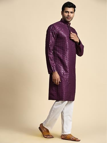 Image of Pro-Ethic Style Developer Mens Indian Traditional Cotton Kurta Sets, Men Kurta Set Indian Wedding Dress (A-117)