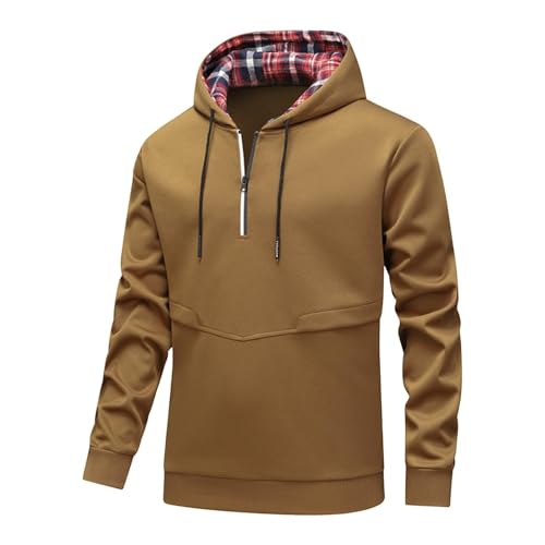 Mens 1/2 Zip Hooded Sweatshirt Casual Loose Drawstring Long Sleeve Workout Pullover Hoodie with Pockets2