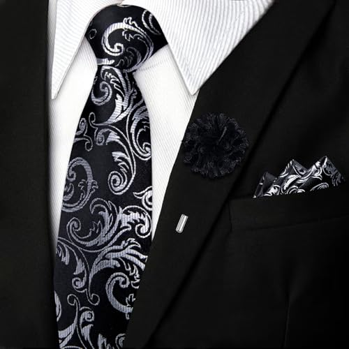 Image of DiBanGu Mens Zipper Tie Silk Pre-Tied Necktie with Gift Box