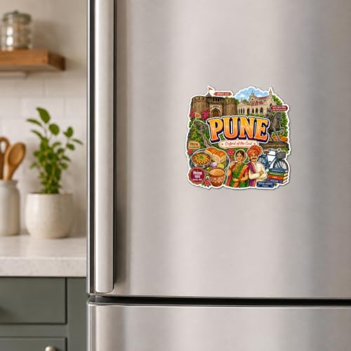 Image of Zesta Wooden Fridge Magnets Set | Refrigerator Decor Magnets for Kitchen | India Souvenir Fridge Magnet Collection | Wooden Magnet for Fridge Door Decoration (Pune)