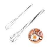 2 Stück Mini Schneebesen Edelstahl Klein,Kleiner Egg Rührbesen,,Whisk Quirl Küche,mit Stabilen Drähten Manual Kugelbesen für Kann Teig,Eiweiß Schlagen,Butter Rühren,Sahne,Aufschäumen Küchenutensil