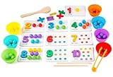 WECHARM KIDS Fine Motor Toys，Wooden Peg Board Bead Game for Toddlers - Rainbow Stacking, Color Sorting & Counting Toys | Fine Motor Skills Development | Math Learning Games for 3 4 5 Years Old