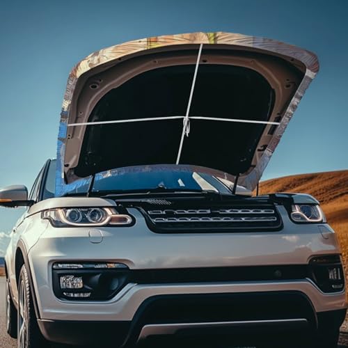 Image of Daisy American Flag Car Hood Cover, Removable Watercolor American Flag Flower Automotive Exterior Accessories Washable Elastic Car Bonnet All-Season Protection