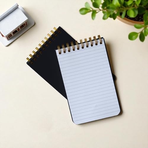 Image of INNAXA Small Pocket Notepad Ruled | Gold Wiro | Pocket-size Note Pad Line,perfect for office,or personal use Notebook 60 Pages,80 GSM Paper (Black, Pack of 6)