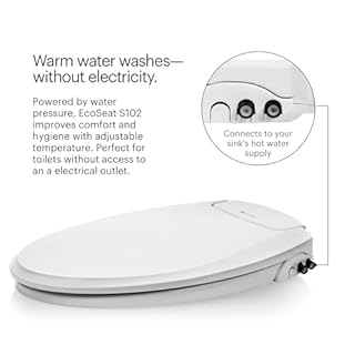 Brondell Bidet Toilet Seat, Non-Electric Swash Ecoseat, Fits Elongated Toilets, White - Dual Temperature, Dual Nozzle System - Bidet with Easy Installation