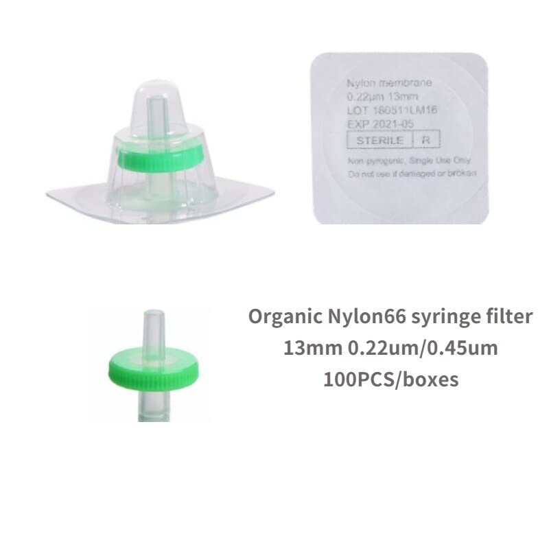 13mm 0.22/0.45um Filtro de jeringa estéril MCE PES Nylon PTFE PVDF Embudo de Laboratorio con Filtro 100PCS (Size : Nylon13mm 0.22um)
