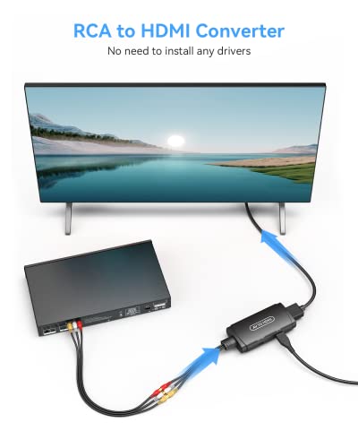 Ablewe Rca To Hdmi Converter, Av To Hdmi Adapter, Composite To Hdmi Adapter Support 1080P, Pal/Ntsc Compatible With Wii Wii U/Ps One Ps2/Ps3 Stb Xbox Vhs Vcr Blue-Ray Dvd Ect. thumb #1