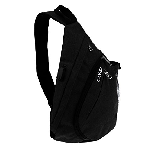 MagiDeal Sling Bag with USB Charging Port Crossbody Canvas Chest Bag Travel Gear Camping Hiking School Backpack for Boys Girls