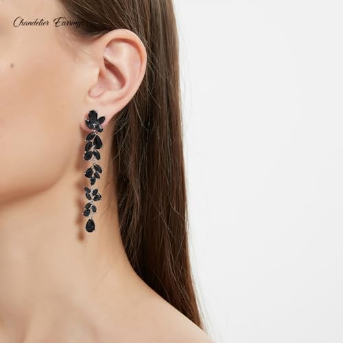 UDYLGOON Cubic Zirconia Chandelier Long Dangle Earrings for Women Bride Bridesmaid Wedding Prom Pageant Party3
