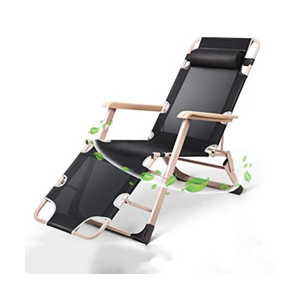 Lounge Chair, Garden Chair, Deck Deck Chair, Zero Gravity Outdoor Chair, Metal Shelf - Black - Image 3