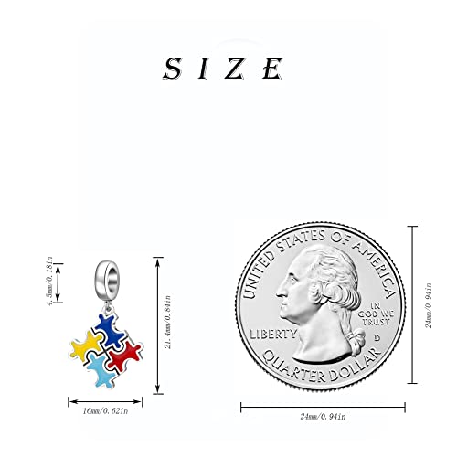 Image of ARTCHARM Colorful Autism Puzzle Charm - 925 Sterling Silver Bead - Fits European Charm Beads