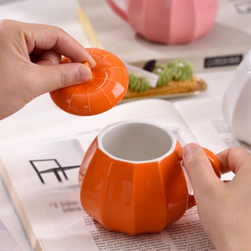 Coffee Cups with Lids, 8 Oz Cute Durable Halloween Pumpkin Mug with Handle - image 4