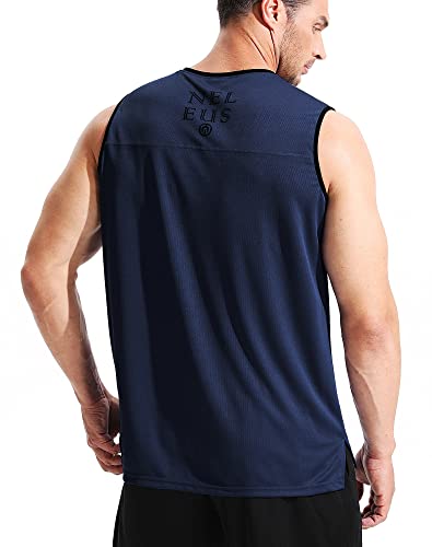 Image of NELEUS Men's 3 Pack Running Tank Tops V Neck Sleeveless Athletic Shirts,5122,Black /Grey /Navy Blue,2XL