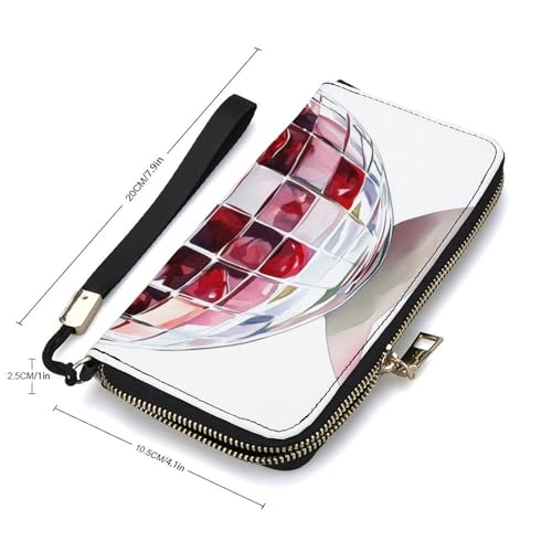 Glass Bowl with Cherries PU Leather Clutch Long Bifold Wallet, Coin Purse Credit Pass Case, Durable Card-Holder Money Storage for Women Men2