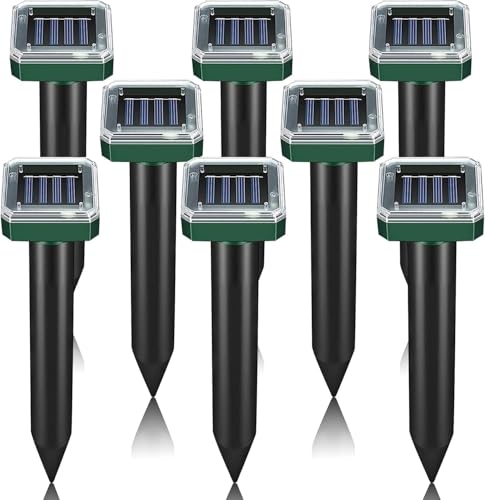 Pack of 8 Solar Mole Repellent Sonic Gopher Repellent Vole Chaser Mole Deterrent Sonic Spikes