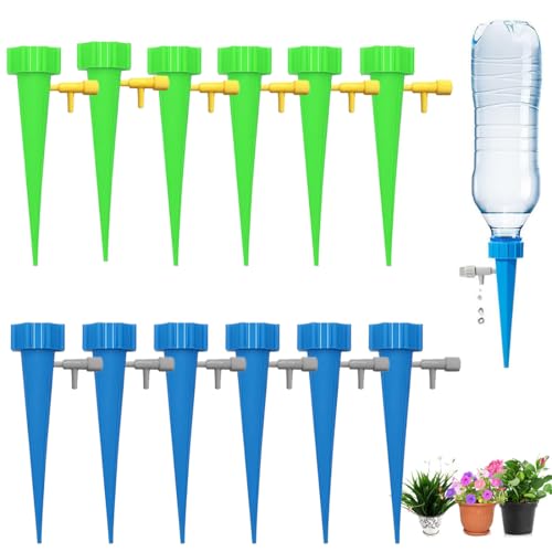 JYNVO 12 Piezas Sistema de Riego Automático,Riego por Goteo para Macetas Ajustable con Interruptor de Válvula de Control,Regar Plantas Macetas Flores