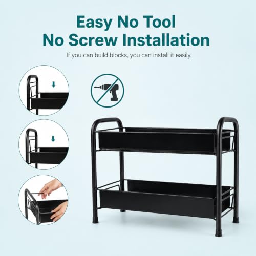 Image of Zepdos 2-Tier Kitchen Countertop Storage Rack, Metal Spice Organizer Shelf, Multipurpose Kitchen Organizer Stand for Spices, Oil Bottles, Jars & Condiments, Rust Resistant Counter Rack