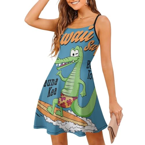 Robe d'été dinosaure femme à bretelles spaghetti et jupe courte de plage sans manches