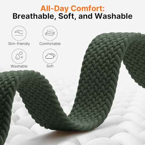 Image of Fullmosa 2 Packs Magnetic Braided Watch Bands - 18mm 20mm 22mm Quick Release Replacement Wristband, Stretchy Nylon Solo Loop Compatible with Traditional and Smartwatches for Men Women