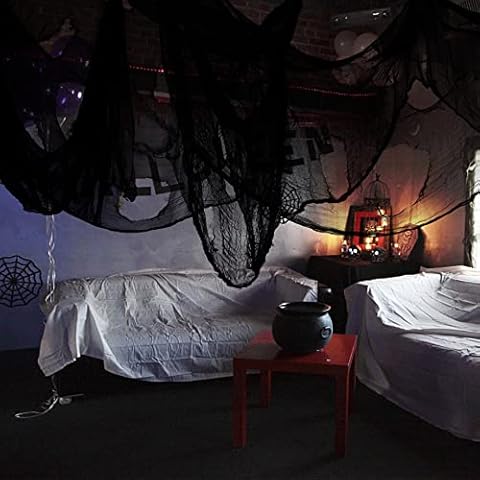 Halloween Creepy Cloth 394 x 84 Inch Halloween Decorations Black Creepy Cloth with Holes Cheesecloth Gauze Fabric Spooky for Party Indoor Outdoor Decor Scary Haunted House Cover