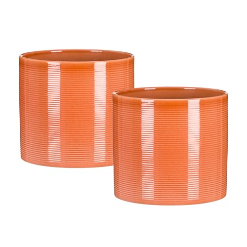 Scheurich Blumentopf 2er Set aus Keramik, Farbe: Papaya, 16 cm Durchmesser, 15 cm hoch, 2,6 l Vol.