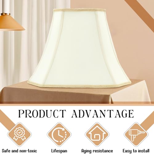 Image of Glooglitter Set of 2 Bell Lamp Shade 6.25 inch x 8 inch Top 11 inch x 16 inch Bottom 12 inch High (Spider) Rectangle Cut Square Replacement Vintage Silk Lampshade for Table Floor Living Room Bedroom (Eggshell)