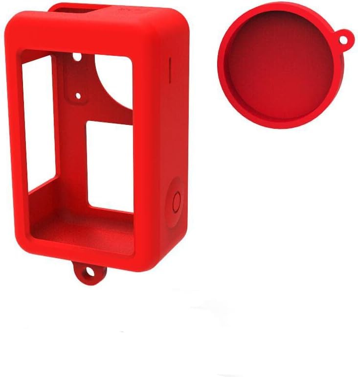 Image of Careflection Protective Silicone Sleeve Case for DJI Osmo Action 3 / DJI Action 4 Camera, Lens Protector Cap Guard Camera Protection Cover Accessories (Red)
