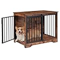 Hzuaneri Dog Crate Furniture, 81 cm Double Door Dog Crate with Barn Door, Dog Kennel Indoor, End Side Table Wooden Dog Crate for Small Medium Dog, Anti-Chew Anti-Escape, Rustic Brown DFC83601B