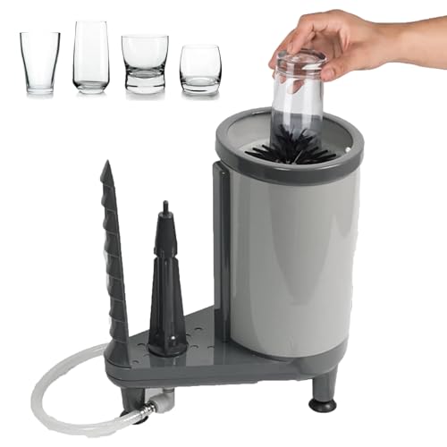 Lavavasos automático, máquina para lavar vasos con cepillo de nailon de 360°, licuadora y enjuagadora con almohadillas antideslizantes, ahorra tiempo y esfuerzo, ideal para tiendas de bebidas