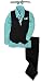 JL40 Pinstripe Boys Formal Dresswear Vest Set (10, Black/Hawaiian)