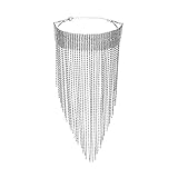 Steve Madden Rhinestone Choker Fringe Tassel Necklace for Women