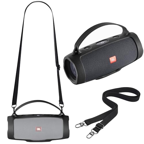 Ferbao Protective Case Cover for JBL Charge 4 / Charge Essential 2 Speaker,Silicone Carrying Case with Shoulder Strap for JBL Charge ES 2/Charge 4(Black)