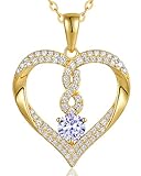 LOUISA SECRET Birthstone Heart Necklaces for Women, 18k Gold Plated and 925 Sterling Silver Infinity