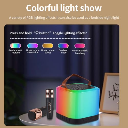 CIADAZ Conjunto de mini máquina de karaokê, microfone sem fio e alto-falante com 2 microfones recarr