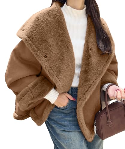 ショートフェイクファージャケット キャメル