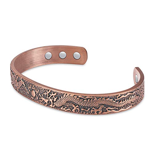 Feraco Copper Magnetic Bracelets For Men Women,Vintage Dragon & Phoenix Pattern Copper Bracelet,99.99% Pure Copper Magnetic Bangles With Gift Box,Gifts For Women Men #TOP3