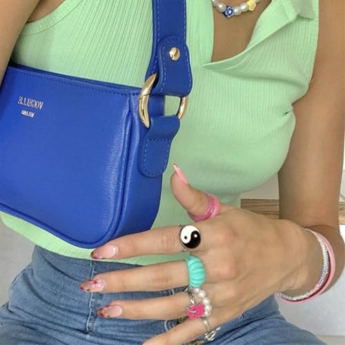 YOSOMMK Short Fake Nails Almond Shaped Press on Nails with Flower Designs Nude Pink Glue on False Nail Cute Glossy Stick on Acrylic Nail for Women and Girls — view 3