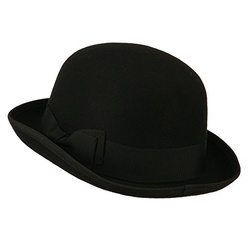 Jeanne Simmons Men's Felt Bowler Hat With Ribbon Trim - Black Xl #TOP1