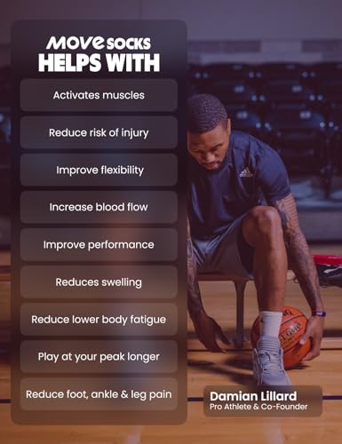 Move Compression Socks for Basketball & Running 25-35mmHG - Sports Crew socks with Shock Absorption, Anti-Blister, Moisture Wicking4