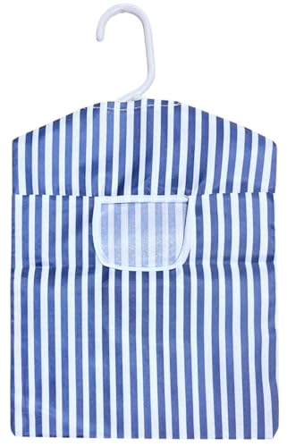 PaulStore Hanging Fabric Peg Laundry Bag | Peg Storage Pouch with Hanger Blue Colour | Double Stitched Reusable Washable Clothes Line Laundry Basket