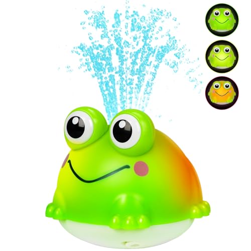 Jovicos Jouet de bain pour bébé avec lumière LED, grenouille pulvérisateur, jouet de bain pour bébé à partir de 1, 2, 3 ans, cadeau pour garçons et...